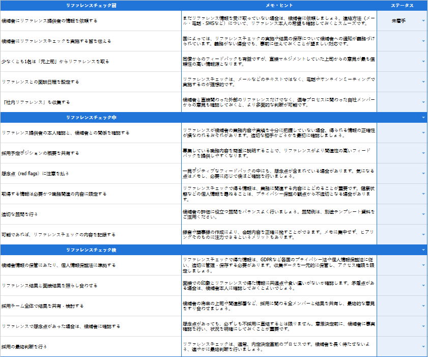 randstad-3-リファレンスチェック プロセスリスト